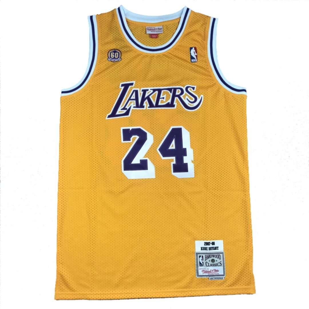 NBA Mitchell & Ness L.A Lakers Bryant No' 24 Season 2007-08 Retro Jersey Yellow Color