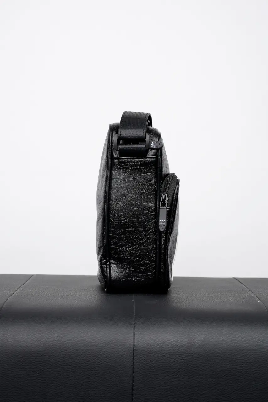 Balenciaga x Adidas Collaboration Shoulder Bag Three-Bar Black Leather Unisex - Image 3