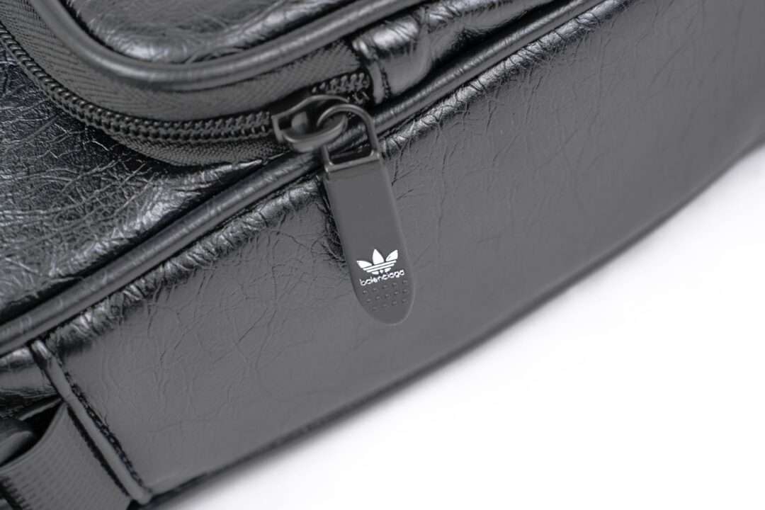 Balenciaga x Adidas Collaboration Shoulder Bag Three-Bar Black Leather Unisex - Image 7